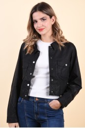 Women Jacket Only Cana Short Faux Leather Black